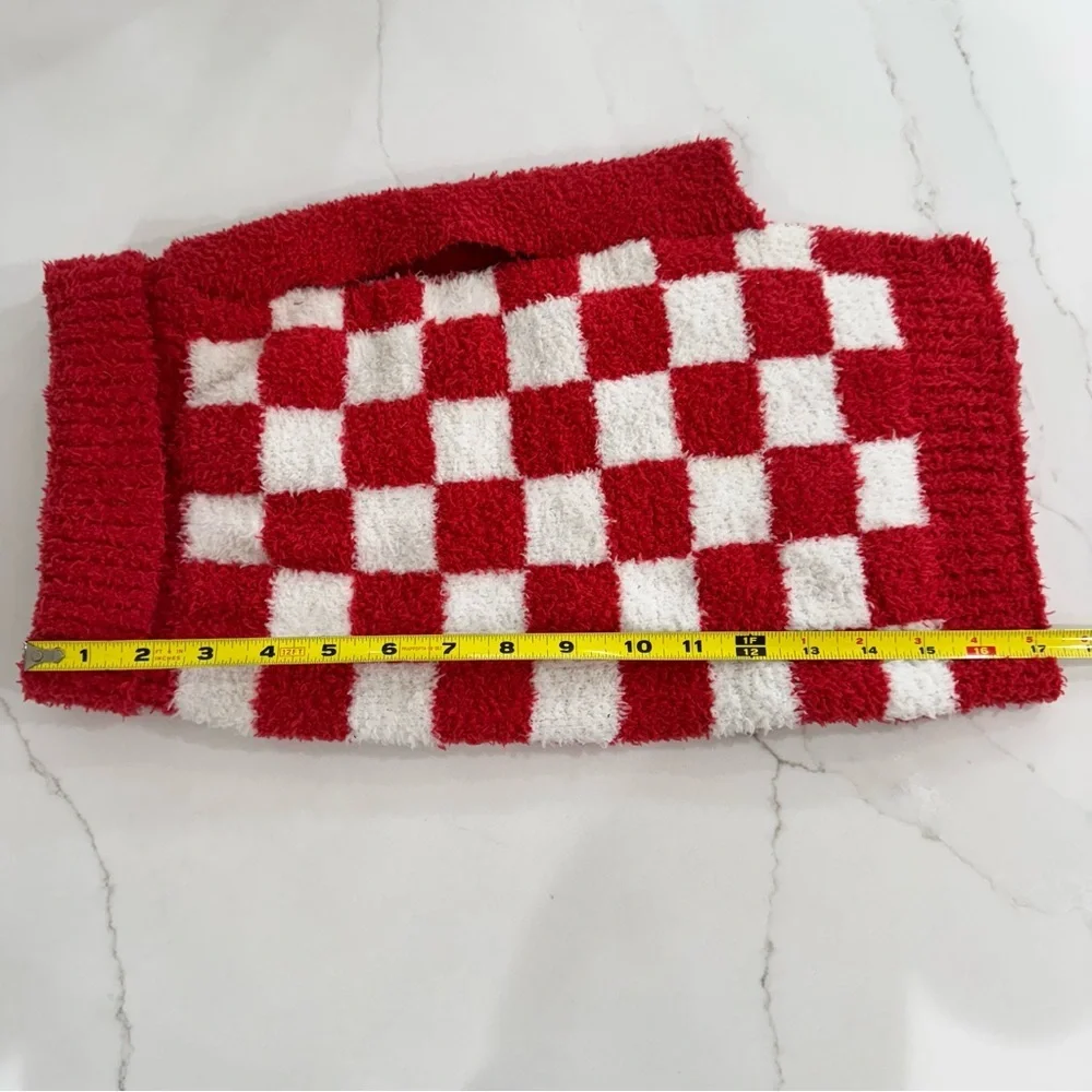 Dog Christmas Sweater Pullover Checkerboard Red White Size L